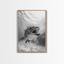 Underwater Fish, Ocean Predator, Aquatic Wildlife, Canvas Print, Bathroom Wall Art, Coastal Nautical Decor, Marine Photography