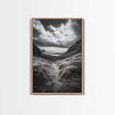 Highland Ocean Trail, Dramatic Clouds, Monochrome Nature, Canvas Print, Office Wall Art, Adventure Landscape, Rustic Home Decor