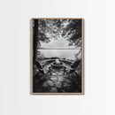 Campfire Lake Night, Adirondack Chairs, Wilderness Glow, Framed Canvas Print, Outdoor Living Wall Art, Cabin Decor, Autumn Retreat Art