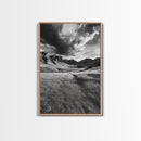 Mountain Valley, Stormy Sky, Western Landscape, Framed Canvas Print, Office Wall Art, Moody Nature Decor, Fall Art, Wilderness Style