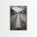 Industrial Line, Utility Pipe, Grunge Road, Canvas Print, Black White Photography, Modern Loft Decor, Urban Wall Art, Minimalist Style