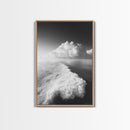 Ocean Wake, Cloud Horizon, Surreal Seascape, Framed Canvas Print, Dreamy Black White Wall Art, Bathroom Decor, Coastal Fantasy Art