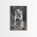 Prairie Dog, Wildlife Watch, Nature Moment, Framed Canvas Print, Whimsical Animal Wall Art, Nursery Decor, Cute Forest Creature