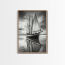 Sailboat Reflections, Calm Waters, Stormy Sky, Canvas Print, Nautical Wall Art, Office or Den Decor, Classic Maritime Photography