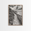 Cliffside Path, Coastal Trail, Ocean Escape, Canvas Print, Moody Landscape Wall Art, Living Room Decor, Adventure Travel Aesthetic