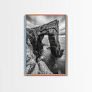 Sea Arch, Coastal Rock, Ocean Cliffside, Canvas Print, Dramatic Nature Wall Art, Living Room or Office Decor, Black White Seascape