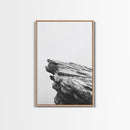 Weathered Cliffside, Coastal Rock, Modern Minimalism, Nature Decor, Framed Canvas Print, Neutral Tones, Office Wall Art, Beachy Aesthetic