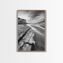 Eroded Riverbed, Desert Rock, Serene Canyon, Long Exposure, Framed Canvas Print, Earth Tones, Dining Room Decor, Nature Inspired