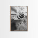 Sand Boat, Beach Sculpture, Dramatic Clouds, Textured Art, Framed Canvas Print, nautical wall art, coastal boho decor, modern beach print