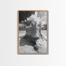 Sand Castle, Beach Fantasy, Dramatic Sky, Coastal Fortress, Framed Canvas Print, whimsical decor, kids room wall art, fairytale beach scene