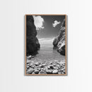 Rocky Cove, Serene Sea, Coastal Escape, Crystal Water, Canvas Print, bathroom ocean art, coastal minimalist decor, tranquil seascape gift