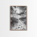 Beach Path, Seagrass Sunset, Radiant Sky, Coastal Light, Framed Canvas Print, coastal farmhouse decor, entryway art, sunshine beach scene
