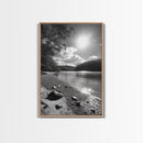 Ocean Shoreline, Serene Landscape, Coastal Photography, Canvas Print, Modern Nature Decor, Living Room Wall Art, Black and White Art