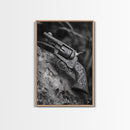 Floral Engraved Revolver, Vintage Western Gun, Cowboy Detail Shot, Canvas Print, Man Cave Art, Rustic Americana Wall Style