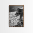 Stormy Coastline, Ocean Waves, Seaside House, Canvas Print, Coastal Wall Art, Beach House Decor, Nautical Photography, Moody Art