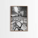 Desert Archway, Stone Ruins, Sunny Sky, Canvas Print, Rustic Travel Wall Art, Mediterranean Decor, Minimalist Earthy Aesthetic