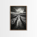 Muddy Terrain, Dramatic Sky, Natural Earth Art, Framed Canvas Print, Fall Decor, Landscape Photography, Moody Living Room Art