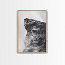 Stone Cliff Form, Abstract Rock Shape, Moody Earth Scene, Nature Texture, Framed Canvas Print, Office Wall Art, Minimalist Mountain Decor