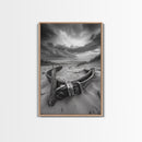 Coastal Relic, Rustic Sand Dunes, Weathered Wood, Canvas Print, Beach House Wall Art, Moody Ocean Decor, Fall Home Styling