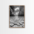 Clear Waterscape, Rocky Shoreline, Tropical Escape, Nature Photography, Framed Canvas Print, Beach House Coastal Wall Art