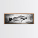 Floating Fish, Surreal Ocean, Realistic Scales, Sky Scene, Framed Canvas Print, Nautical Wall Art, Coastal Decor, Fishing Cabin Aesthetic
