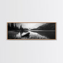 Alpine Lake, Moody Mountains, Foggy Reflection, Canvas Print, Serene Wall Art, Nature Photography, Bedroom Art, Den Decor, Office Decor