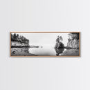 Forest Cove, Serene Shoreline, Calm Reflections, Canvas Print, peaceful nature wall art, neutral tones decor, minimalist bathroom artwork