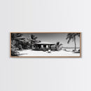 Beach House, Palm Retreat, Tropical Hideaway, Island Dream, Framed Canvas Print, Coastal Wall Art, Bedroom Decor, Tropical Vacation Aesthetic