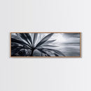 Tropical Leaf Closeup, Ocean Horizon Sunset, Botanical Beach, Framed Canvas Print, Kitchen Wall Art, Coastal Jungle Decor, Rustic Lakehouse Decor