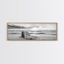 Blanket Beach, Woven Texture, Ocean Sunset, Tranquil Shore, Framed Canvas Print, Boho Wall Art, Bedroom Decor, Soft Coastal Photography Style
