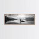 Loon Lake, Misty Reflection, Quiet Morning, Framed Canvas Print, Cabin Wall Art, Nature Lover Gift, Rustic Lakehouse Decor