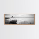 Coastal Buoy, Still Waters, Nautical Calm, Framed Canvas Print, Lakeside Bathroom Art, Maritime Style, Rustic Ocean Decor