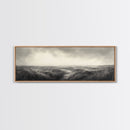 Foggy Path, Coastal Field, Silent Morning, Canvas Print, Neutral Bedroom Art, Scandinavian Style, Minimal Fall Wall Decor