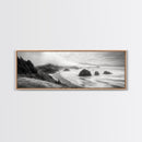 Pacific Coast, Misty Cliffs, Ocean Rocks, Moody Beach Scene, Canvas Print, Modern Nature Decor, Living Room Wall Art, Coastal Landscape