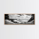 Ocean Bluff View, Seaside Hills, Coastal Forest Horizon, Framed Canvas Print, Nature Landscape Art, Living Room or Office Decor