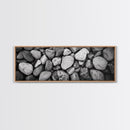 Zen Stones, Nature Texture, River Rock Closeup, Minimalist Photography, Framed Canvas Print, Spa Bathroom Wall Art, Modern Black White