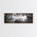 Secluded Picnic Spot, Ocean View, Tranquil Escape, Nature Sanctuary Art, Framed Canvas Print, Kitchen Wall Decor, Coastal Forest Vibe