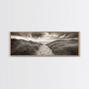Sandy Dune Path, Grassy Trail, Seaside Journey, Beach Nature Scene, Framed Canvas Print, Minimalist Wall Art, Autumn Coastal Decor