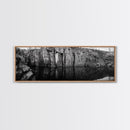 Quarry Wall, Rocky Cliff, Natural Reflection, Still Water, Framed Canvas Print, Industrial Wall Art, Man Cave Decor, Rustic Landscape Art