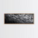 Liquid Texture Waves, Abstract Water Photography, Monochrome Art, Framed Canvas Print, Modern Living Room Wall Art, Nature-Inspired Decor
