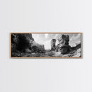 Coastal Rock Passage, Ocean Cliffside Art, Natural Texture Photography, Framed Canvas Print, Bathroom or Hallway Wall Art