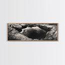 Natural Rock Pool, Moody Water Reflection, Rustic Earth Photography, Canvas Print, Zen Bathroom Wall Art, Minimalist Nature Decor