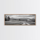 Mountain Valley, Country Road, Rural Home, Framed Canvas Print, Farmhouse Wall Art, Living Room Decor, Autumn Country Landscape