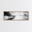 Rowboat, Sandy Cove, Island View, Canvas Print, Coastal Photography, Minimalist Beach Decor, Serene Bathroom or Bedroom Wall Art