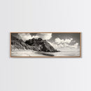 Seaside Cliff, Pine Hills, Sandy Beach, Canvas Print, Coastal Landscape Art, Modern Nature Decor, Beach House Living Room Style