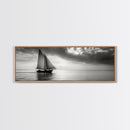 Sailboat, Ocean Horizon, Dramatic Sky, Framed Canvas Print, Nautical Wall Art, Minimalist Office Decor, Ocean Lover Photography