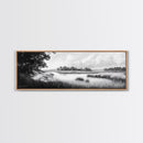 Marsh Scene, Grassy Shore, Tree Lined Path, Canvas Print, Nature Landscape Art, Rustic Cabin Decor, Peaceful Living Room Style