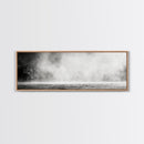 Waterfall Mist Scene, Nature Wall Decor, Canvas Print, Modern Minimalist Art, Neutral Tones, Living Room Wall Art, Black White Landscape