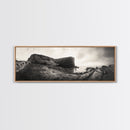 Rocky Coastal Path, Ocean Horizon View, Canvas Print, Neutral Earth Tones, Rustic Wall Art, Beach Landscape Photography, Grunge Nautical Art