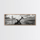 Seaside Iron Anchor, Rustic Beach Print, Nautical Ocean Art, Framed Canvas Print, Moody Wall Decor, Coastal Living Room Art